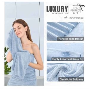 Luxury Bath Towel Set - Soft & Absorbent - Sky blue